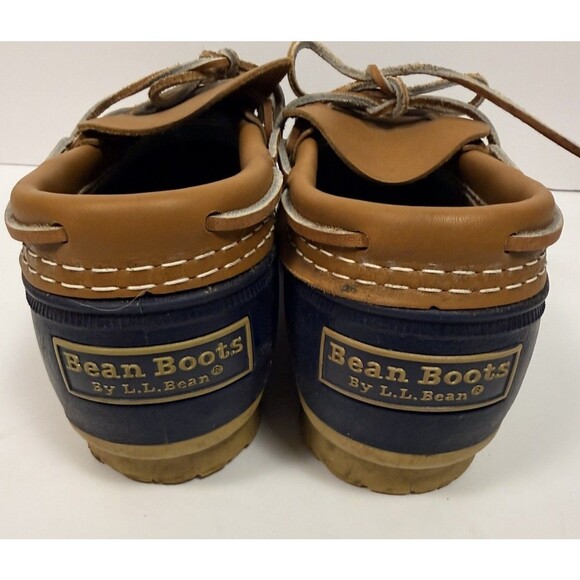 Bean Boots by LL Bean Women's 7 Navy Brown Leather Low Rubber Moc Toe Duck Snow - Picture 4 of 7